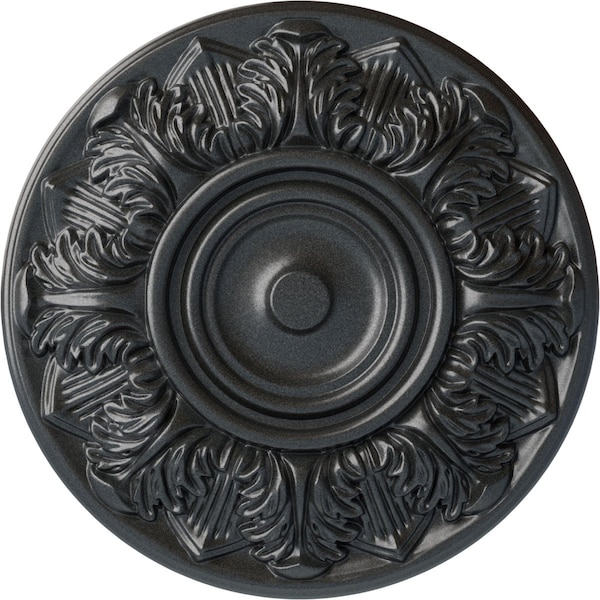 Ekena Millwork Whitman Ceiling Medallion (For Canopies up to 3 3/4"), Hand-Painted Pewter, 13"OD x 1 3/8"P CM13WHPES - main